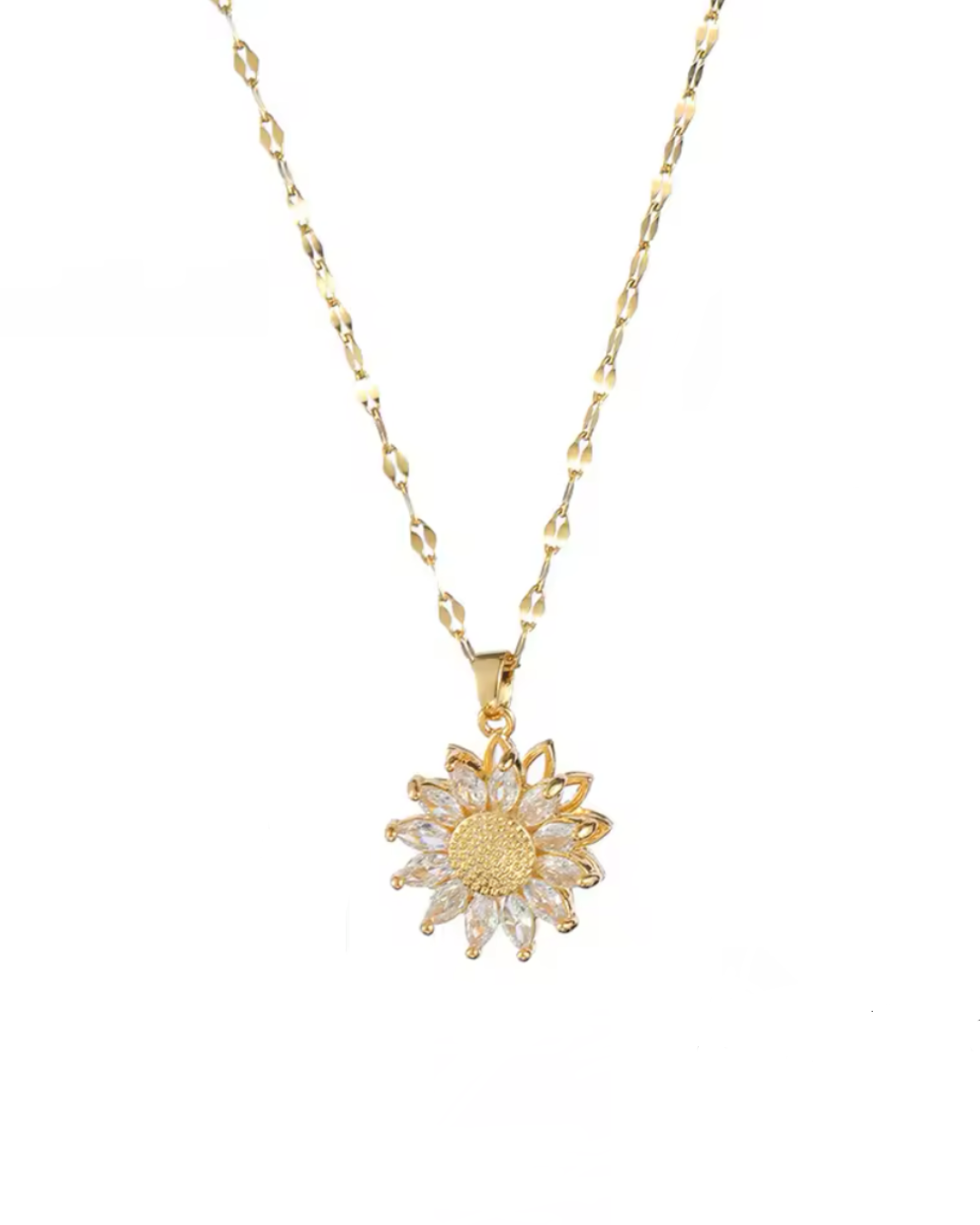 Rotating sunflower necklace
