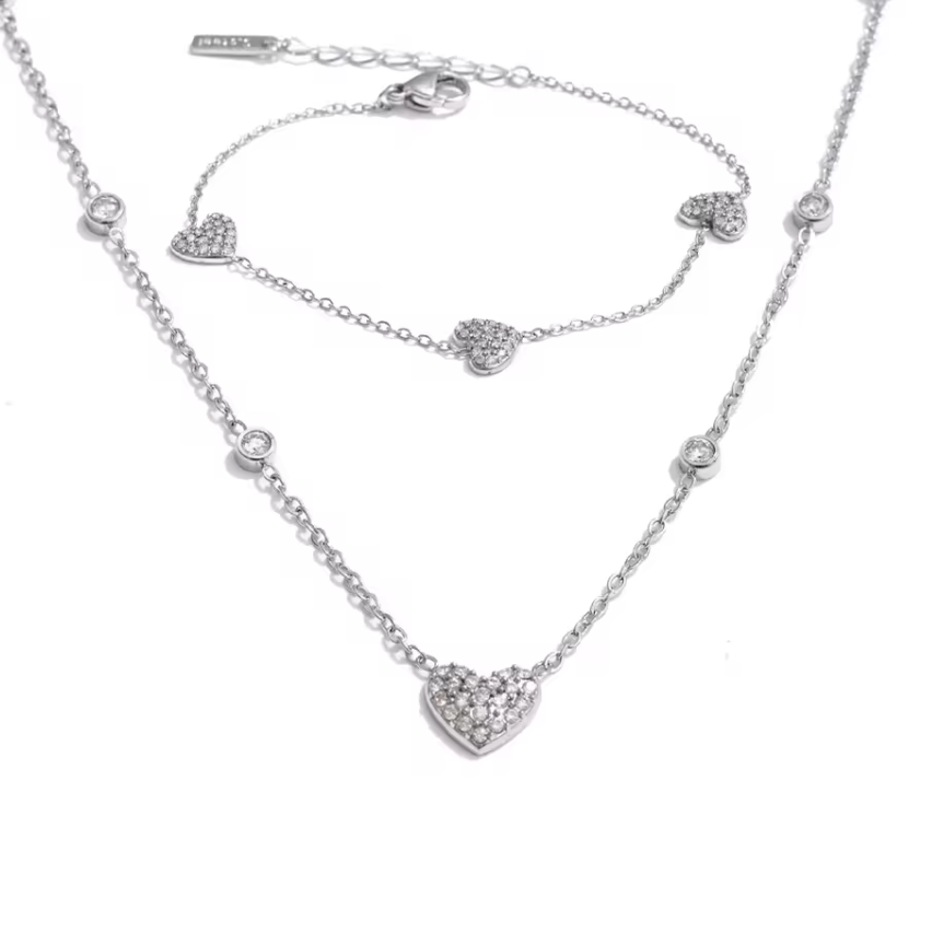 Stainless Steel Heart Jewelry Set