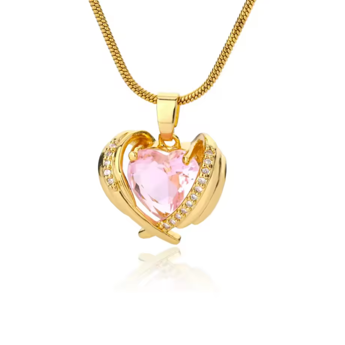 Heart Necklace with Angel Wings