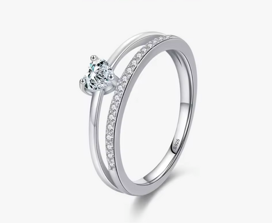 Sterling silver double heart ring