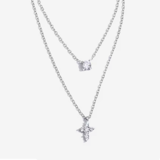 Double Layer Cross Necklace