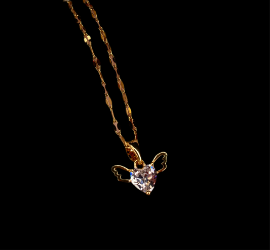 Heart & wing necklace