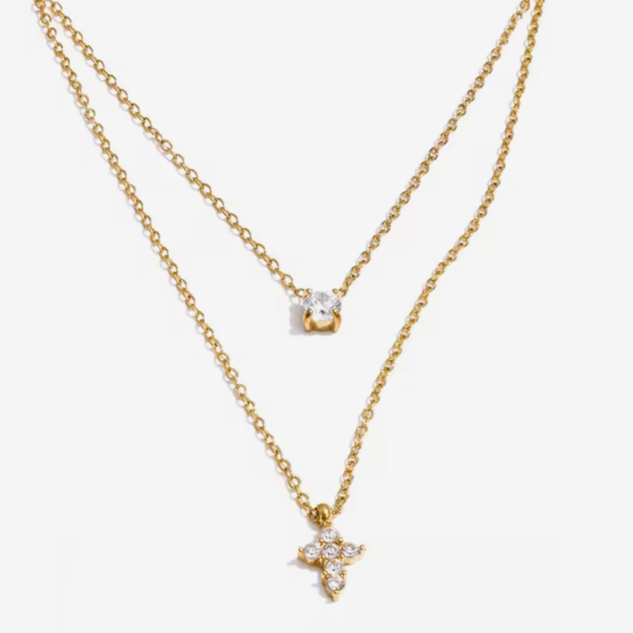 Double Layer Cross Necklace