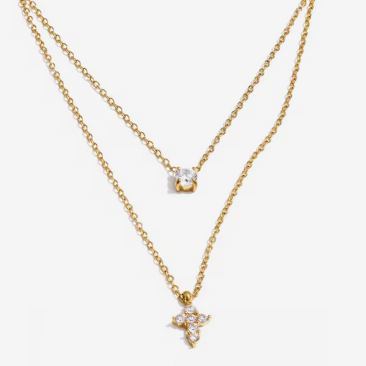 Double Layer Cross Necklace