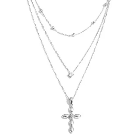 Triple Layer Cross Necklace