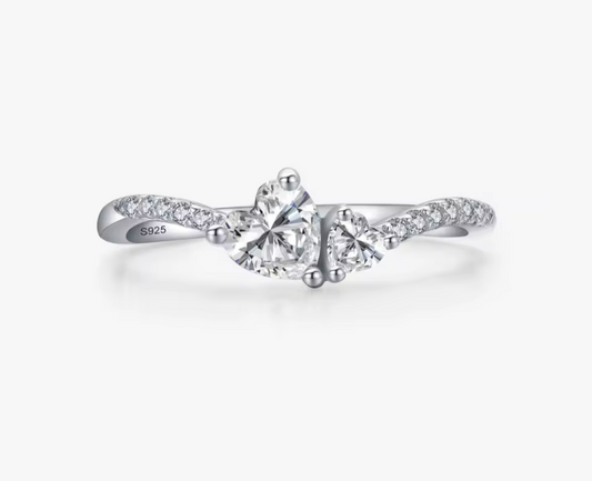 S925 Sterling silver double heart ring
