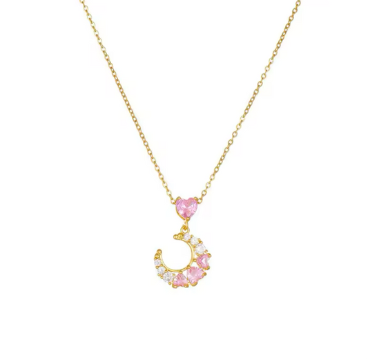Moon & heart necklace