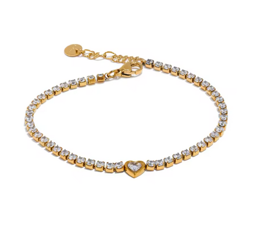 Heart tennis bracelet