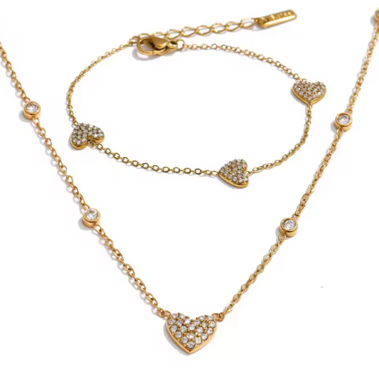 Stainless Steel Heart Jewelry Set