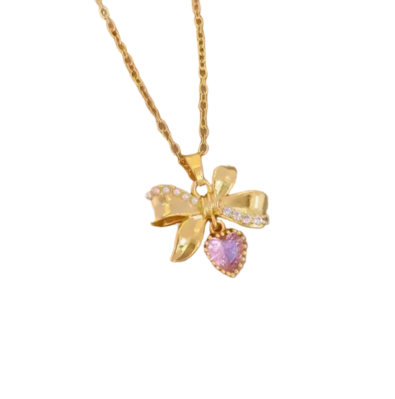 Bow & heart necklace