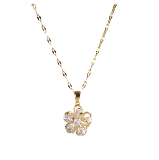 Rotating flower necklace