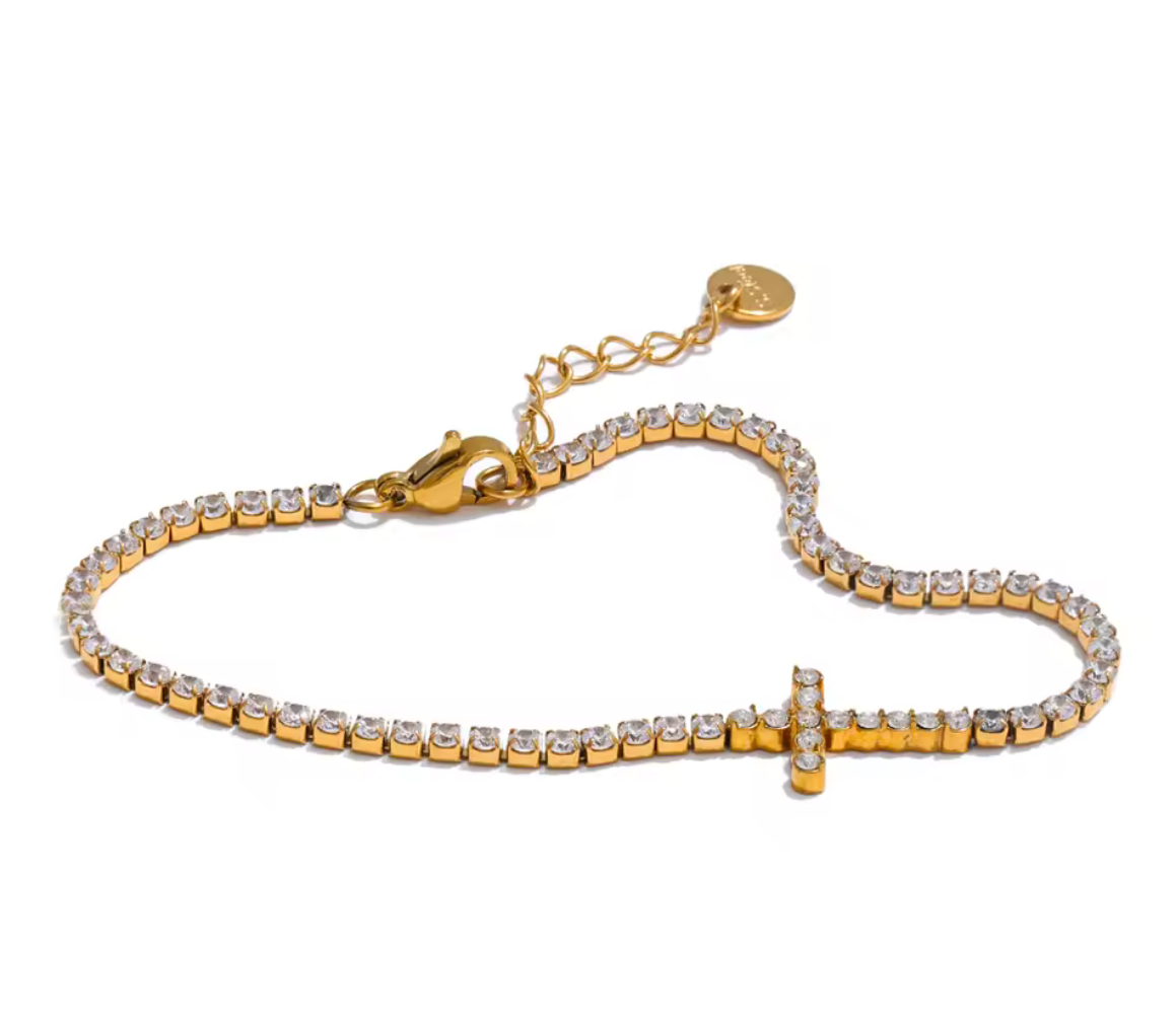 Cross Tennis Bracelet