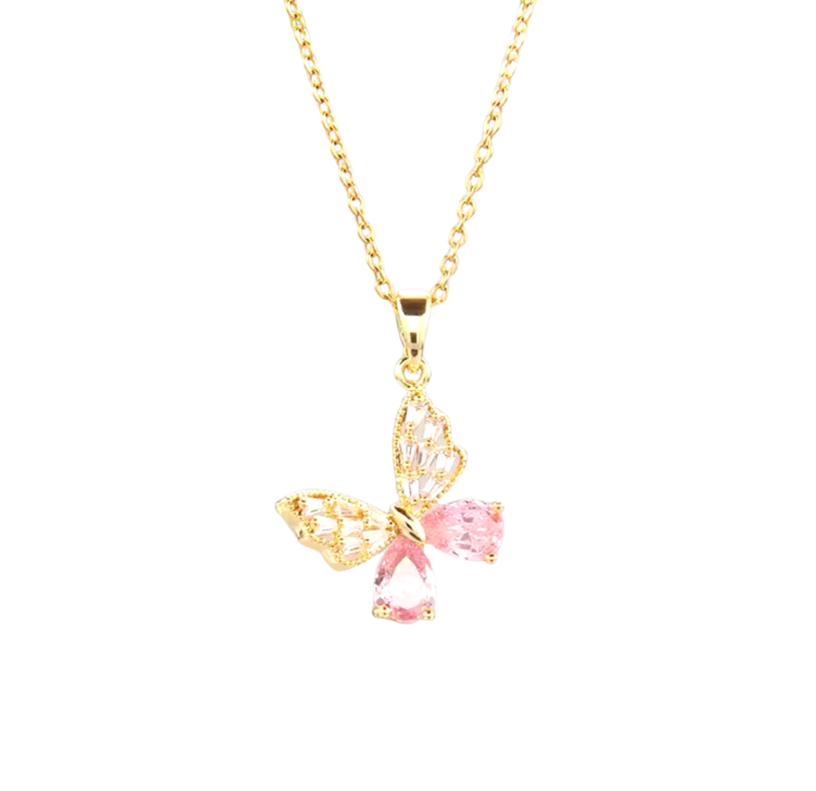 Pink Butterfly Necklace
